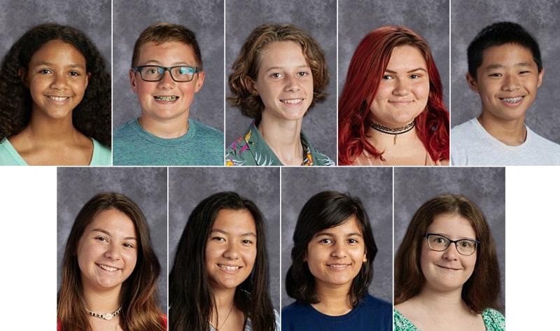 Cape district students earning top honors the Delaware Secondary School Mathematics League are on top (l-r) Aanyka Vester, Aiden Hudson, Evan Sydnor, Hope Muzzi and Jia Qi Xie, and on bottom are Julianna Baron, Kattara Hart, Rania Khan and Rosemary Spiezio. SUBMITED PHOTOS